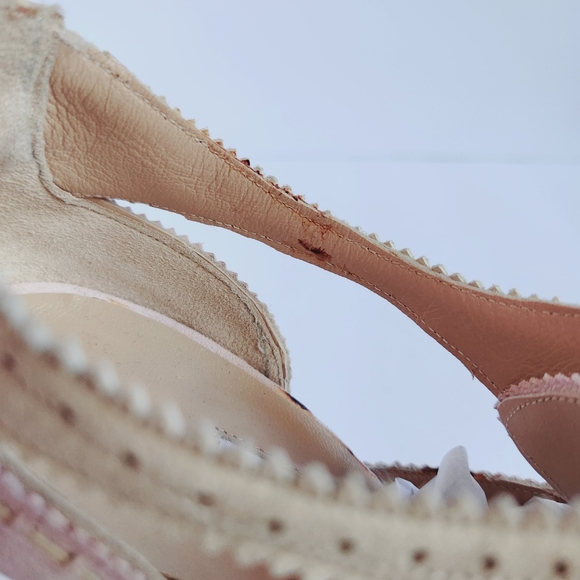 Manolo Blahnik Pink Suede Leather Lace-Up Oxford High Heels Shoes Pointy 37.5 - Picture 13 of 16